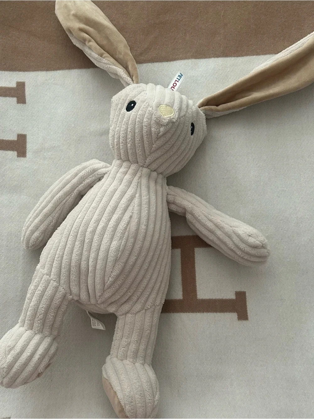 Soft Beige Plush Corduroy Bunny Plush Toy by Petlou Brand New Without Tag